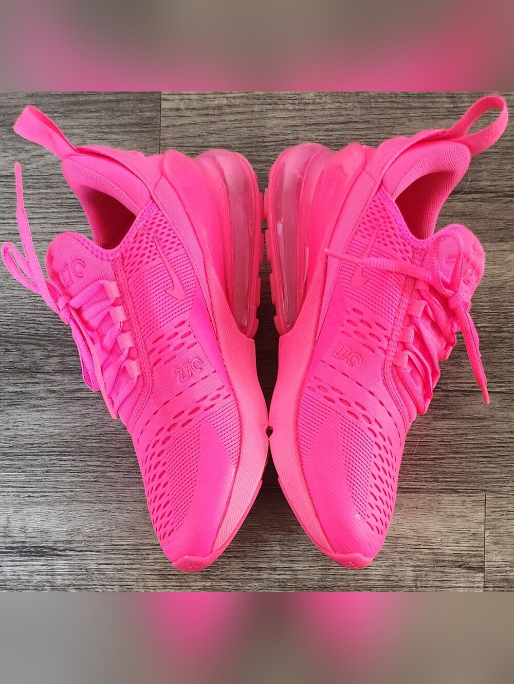 *XCLNT* Nike Airmax Air Max 270 Sz 8.5 Neon Bright Hot Hyper Vibrant Triple Pink - Picture 9 of 12